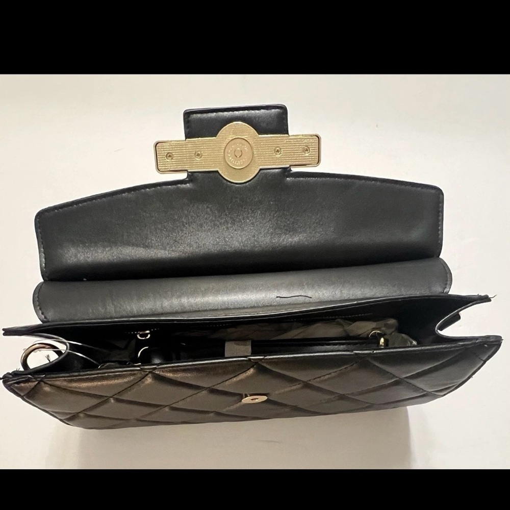 Valentino Orlandi NWT Black Quilted Vegan Leather Clutch with Shoulder Strap - Picture 7 of 8